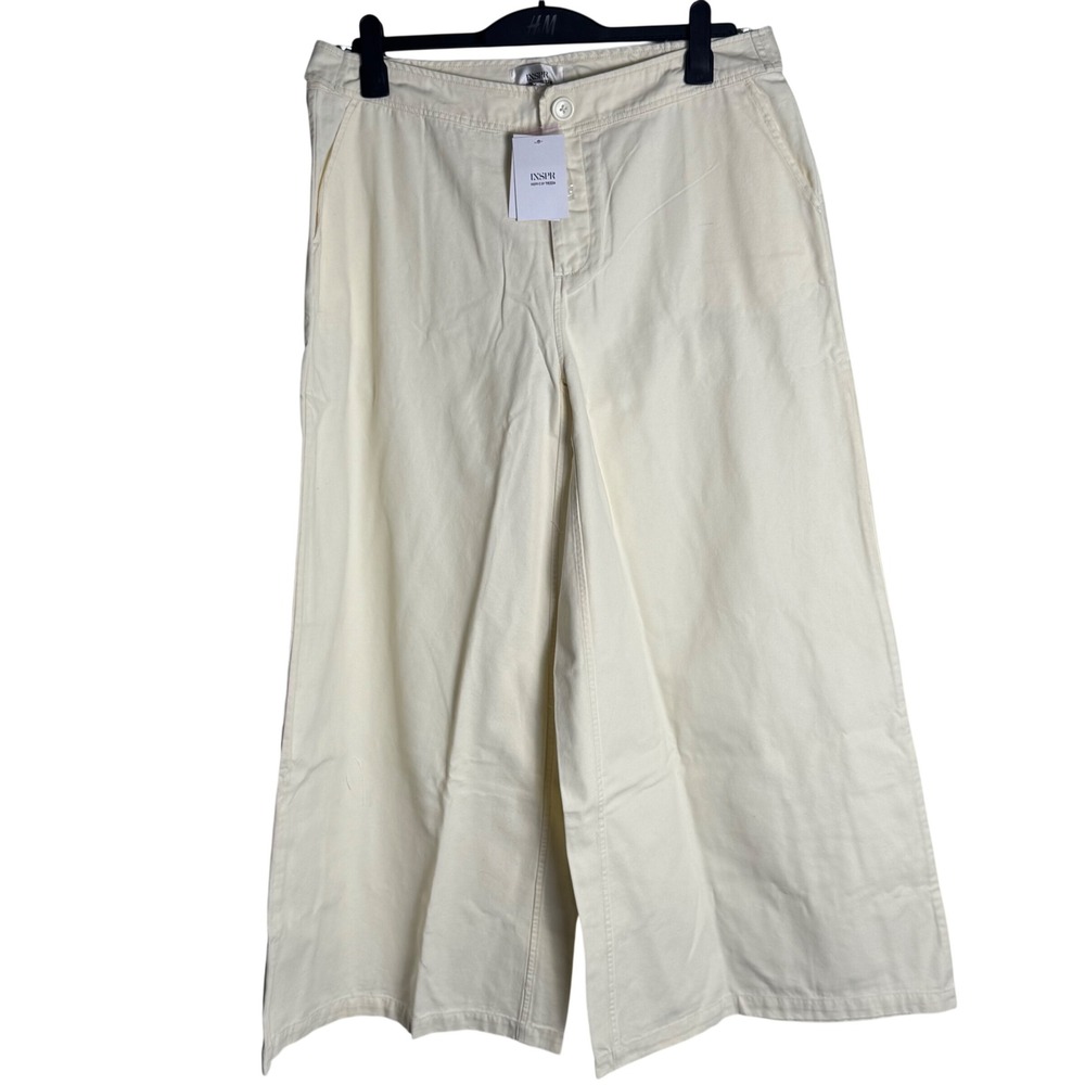 INSPR-D BY TEZZA Wide Leg Chino Pants Sweet Corn Cream Cotton INSPR 0137 L